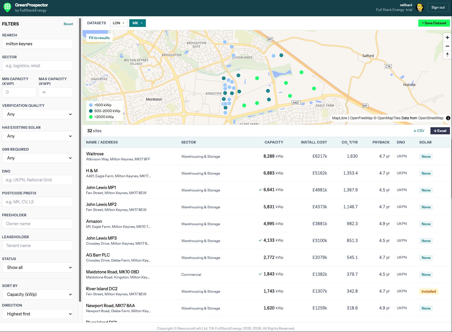 Renewable opportunity intelligence platform dashboard